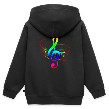 Morceau de musique Clef - Sweat Premium à capuche zippé enfant bio - noir - Dos - AI Model Kid Male (0cm)