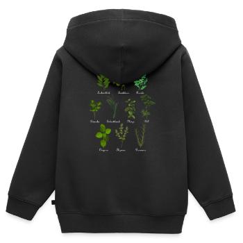 Vintage botanical herbs - Kids Premium Organic Zip-up Hoodie - black - Back - AI Model Kid Male (0cm)