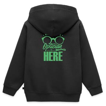 Opticien optique opticien opticien lunettes - Sweat Premium à capuche zippé enfant bio - noir - Dos - AI Model Kid Male (0cm)