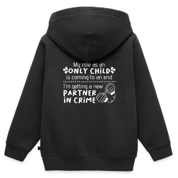 Surprise sœur - Sweat Premium à capuche zippé enfant bio - noir - Dos - AI Model Kid Male (0cm)