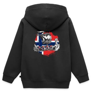 Norwegen Norweger - Kinder Premium Organic Zip Hoodie - Schwarz - Hinten - AI Model Kid Male (0cm)
