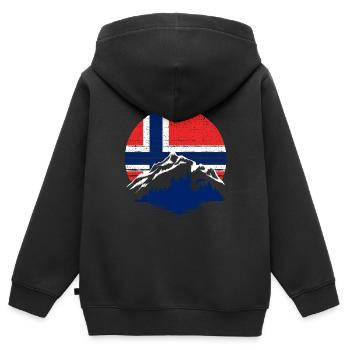 Norwegen Skandinavien Geschenk - Kinder Premium Organic Zip Hoodie - Schwarz - Hinten - AI Model Kid Male (0cm)
