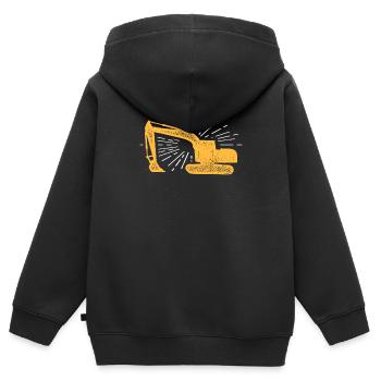 opérateur pelle - Sweat Premium à capuche zippé enfant bio - noir - Dos - AI Model Kid Male (0cm)