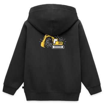 opérateur pelle - Sweat Premium à capuche zippé enfant bio - noir - Dos - AI Model Kid Male (0cm)
