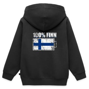 Finlande - Sweat Premium à capuche zippé enfant bio - noir - Dos - AI Model Kid Male (0cm)