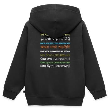 We are all immigrants - Kids Premium Organic Zip-up Hoodie - black - Back - AI Model Kid Male (0cm)