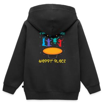 Trampolin Springen Liebe - Kinder Premium Organic Zip Hoodie - Schwarz - Hinten - AI Model Kid Male (0cm)