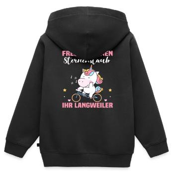 Fresst meinen Sternenstaub ihr Langweiler - Kinder Premium Organic Zip Hoodie - Schwarz - Hinten - AI Model Kid Male (0cm)