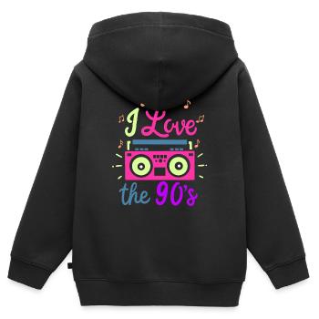 90s - Kids Premium Organic Zip-up Hoodie - black - Back - AI Model Kid Male (0cm)