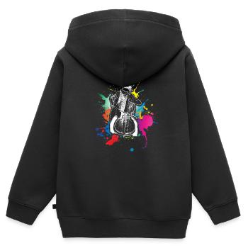 violoncelle - Sweat Premium à capuche zippé enfant bio - noir - Dos - AI Model Kid Male (0cm)