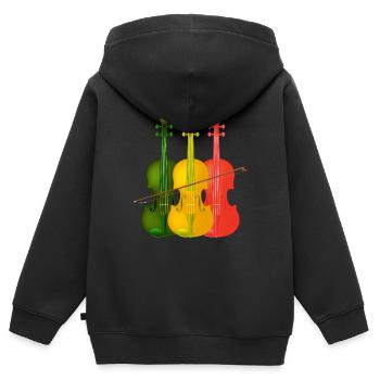 Violoncelle violoncelle - Sweat Premium à capuche zippé enfant bio - noir - Dos - AI Model Kid Male (0cm)