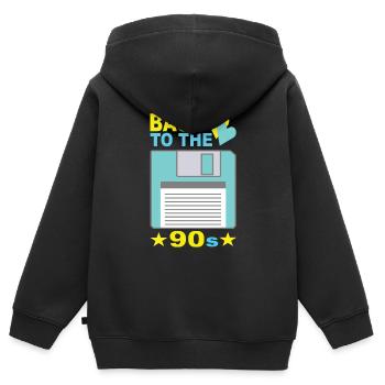 90s 90s fashion 90s party 90s - Kids Premium Organic Zip-up Hoodie - black - Back - AI Model Kid Male (0cm)
