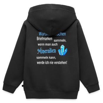 Menschen Mineralien sammeln Edelsteine Geschenk - Kinder Premium Organic Zip Hoodie - Schwarz - Hinten - AI Model Kid Male (0cm)