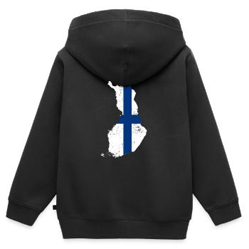 Finlande - Sweat Premium à capuche zippé enfant bio - noir - Dos - AI Model Kid Male (0cm)