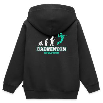 Badminton Badmintonspieler - Kinder Premium Organic Zip Hoodie - Schwarz - Hinten - AI Model Kid Male (0cm)