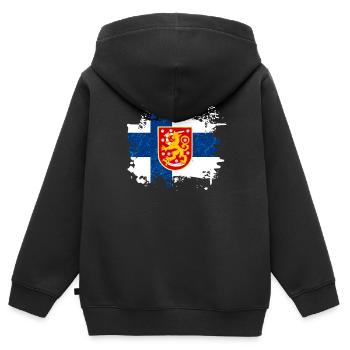 Finnland Flagge Wappen Nationalmannschaft - Kinder Premium Organic Zip Hoodie - Schwarz - Hinten - AI Model Kid Male (0cm)