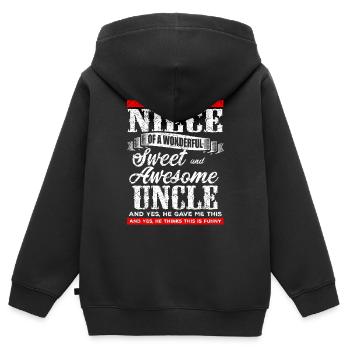 Cadeau pour nièce - Sweat Premium à capuche zippé enfant bio - noir - Dos - AI Model Kid Male (0cm)