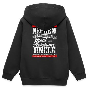 Cadeau amusant pour neveux - Sweat Premium à capuche zippé enfant bio - noir - Dos - AI Model Kid Male (0cm)
