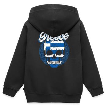 Griechenland - Kinder Premium Organic Zip Hoodie - Schwarz - Hinten - AI Model Kid Male (0cm)