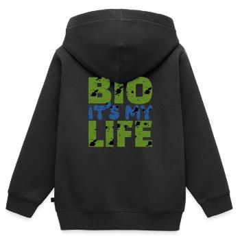 BIO C'EST MA VIE - Sweat Premium à capuche zippé enfant bio - noir - Dos - AI Model Kid Male (0cm)
