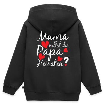 Mama willst du Papa Heiraten? Heiratsantrag Herz - Kinder Premium Organic Zip Hoodie - Schwarz - Hinten - AI Model Kid Male (0cm)