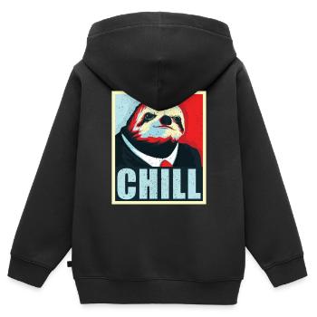 Präsident Chill - Kinder Premium Organic Zip Hoodie - Schwarz - Hinten - AI Model Kid Male (0cm)