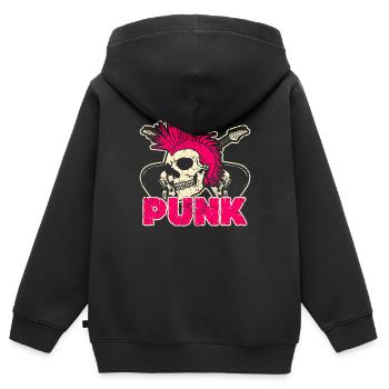 Punk rock punk punker musique rétro punks - Sweat Premium à capuche zippé enfant bio - noir - Dos - AI Model Kid Male (0cm)