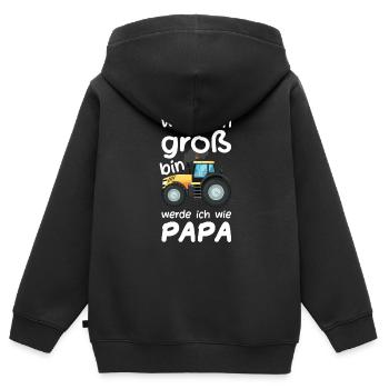 Kindergeburtstag Geschenk Jungs Wie Papa Traktor - Kinder Premium Organic Zip Hoodie - Schwarz - Hinten - AI Model Kid Male (0cm)