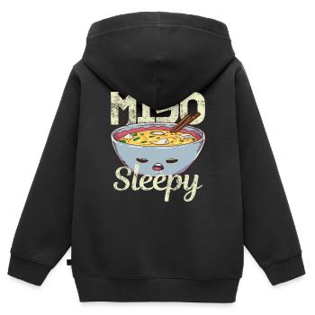 Soupe miso - Sweat Premium à capuche zippé enfant bio - noir - Dos - AI Model Kid Male (0cm)