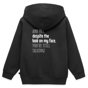 Drôle offensive de sarcasme disant collègue - Sweat Premium à capuche zippé enfant bio - noir - Dos - AI Model Kid Male (0cm)