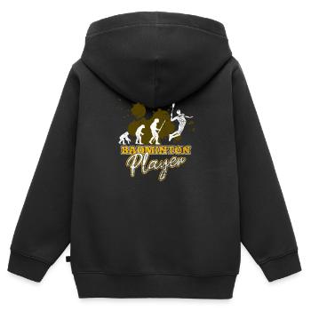 Cooles Badminton - Kinder Premium Organic Zip Hoodie - Schwarz - Hinten - AI Model Kid Male (0cm)