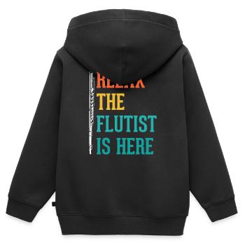 flûte - Sweat Premium à capuche zippé enfant bio - noir - Dos - AI Model Kid Male (0cm)