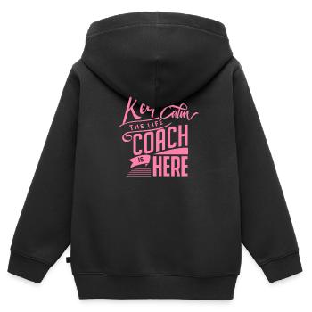 Formateur Coach de vie Coaching de vie - Sweat Premium à capuche zippé enfant bio - noir - Dos - AI Model Kid Male (0cm)