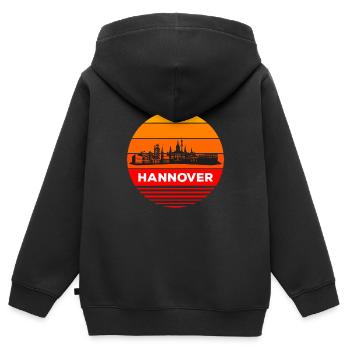 Hannover - Kinder Premium Organic Zip Hoodie - Schwarz - Hinten - AI Model Kid Male (0cm)