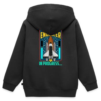 Luft- und Raumfahrtingenieur in Bearbeitung… Raumschiffrakete - Kinder Premium Organic Zip Hoodie - Schwarz - Hinten - AI Model Kid Male (0cm)