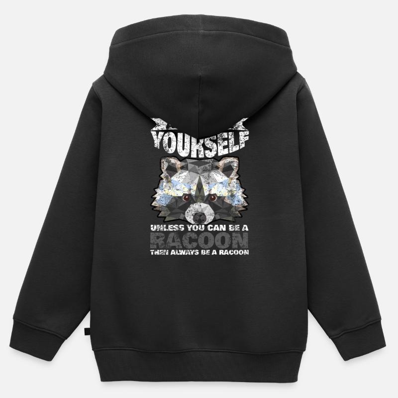 raton laveur - Sweat Premium à capuche zippé enfant bio - noir