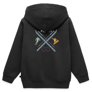 Ski und Snowboard Symbole Wintersport Liebhaber - Kinder Premium Organic Zip Hoodie - Schwarz - Hinten - AI Model Kid Male (0cm)