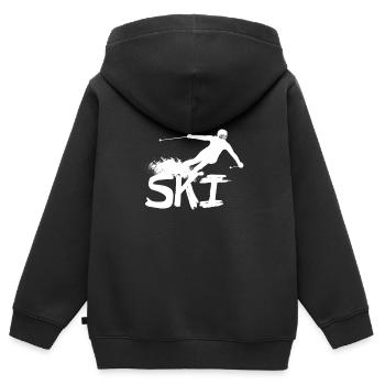 Skifahren Schi - Kinder Premium Organic Zip Hoodie - Schwarz - Hinten - AI Model Kid Male (0cm)