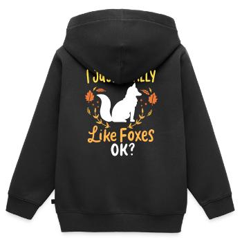 Renards renards - Sweat Premium à capuche zippé enfant bio - noir - Dos - AI Model Kid Male (0cm)