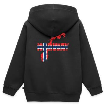 Norwegen Skandinavien - Kinder Premium Organic Zip Hoodie - Schwarz - Hinten - AI Model Kid Male (0cm)