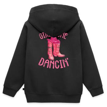 Cadeau fille linedance - Sweat Premium à capuche zippé enfant bio - noir - Dos - AI Model Kid Male (0cm)