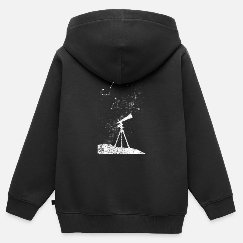 astronomia - Felpa Premium con cappuccio con zip bambino bio - nero