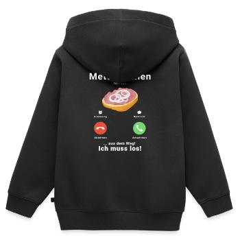 Mett Anruf Call Mettbrötchen Hackfleisch Hackepete - Kinder Premium Organic Zip Hoodie - Schwarz - Hinten - AI Model Kid Male (0cm)