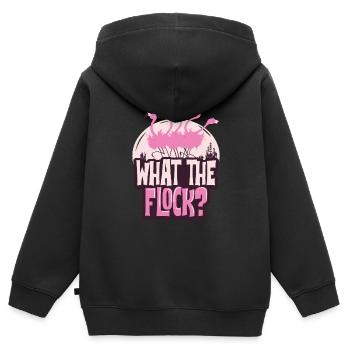 Flamingo - Sweat Premium à capuche zippé enfant bio - noir - Dos - AI Model Kid Male (0cm)