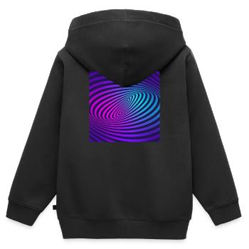 Illusion Optical Illusion T-Shirt Funny 3D - Sweat Premium à capuche zippé enfant bio - noir - Dos - AI Model Kid Male (0cm)