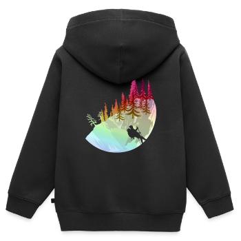 Wanderung Wald - Kinder Premium Organic Zip Hoodie - Schwarz - Hinten - AI Model Kid Male (0cm)