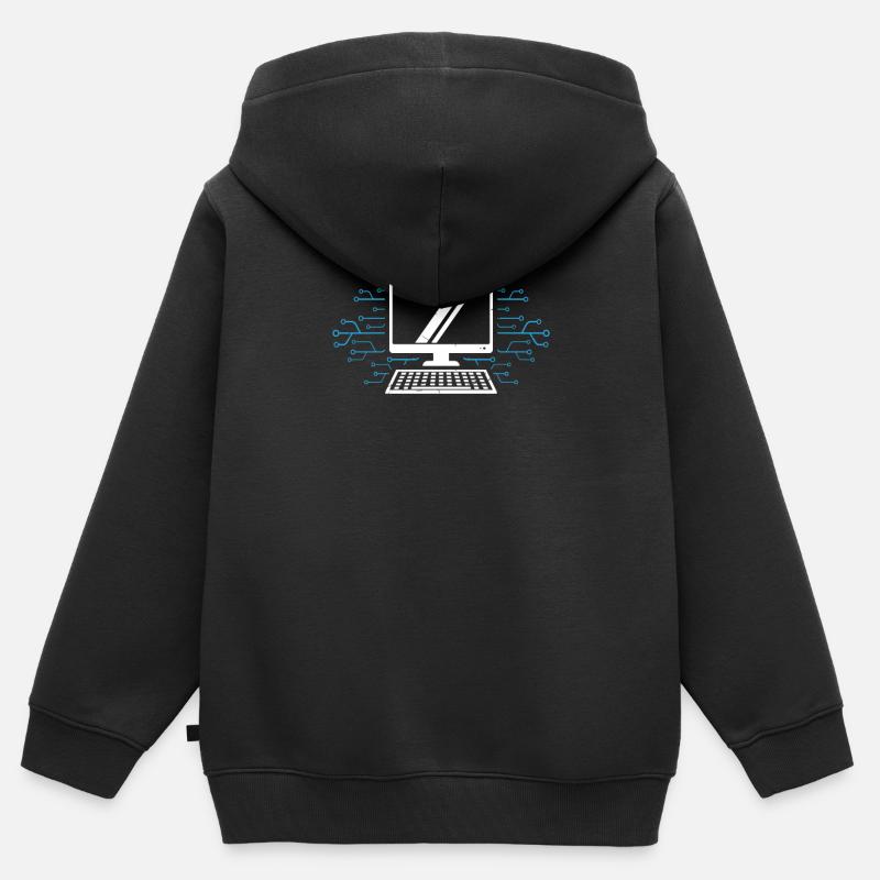 Ordinateur - Sweat Premium à capuche zippé enfant bio - noir