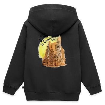 Kathedrale von Santiago de Compostela - Spanien - Kinder Premium Organic Zip Hoodie - Schwarz - Hinten - AI Model Kid Male (0cm)