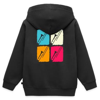 Posaune - Kinder Premium Organic Zip Hoodie - Schwarz - Hinten - AI Model Kid Male (0cm)