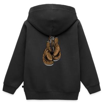 boxsport boxhandschuh - Kinder Premium Organic Zip Hoodie - Schwarz - Hinten - AI Model Kid Male (0cm)